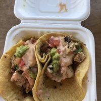 The delicious chicken street tacos at Evolution Fast Food in San Diego