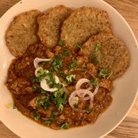 beer goulash made with soy chunks and hashbrowns  at Pilgrim in Brno