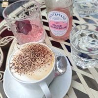 Vegan Cappuccino and Rose Lemonade at Wunderladen Coffeeshop in Vienna