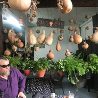 Decor and you can find organic products inside.  at Kung's Cafe in Vientiane