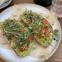 vegan avocado toast with harissa   at Crwst in Cardigan