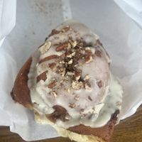 Maple and pecan bun (amazing)  at Crwst in Cardigan