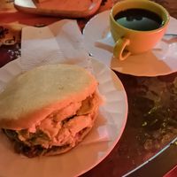 Arepa vegana ( aguacate, berenjena, pimentón,quinua) at Coffee Romance in Quito