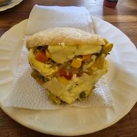 Vegetarian arepa at Coffee Romance in Quito