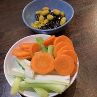 Veggies and olives  at Hummus Kitchen - Murray Hill in New York City