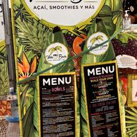 Menu  at Vida Bowls in Huacas