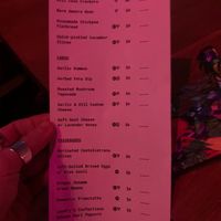Menu with labeled vegan options  at The Jewel Box in Portland