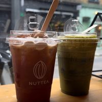 Chocolate cream on earl grey, Matcha with cream at NUTTEA - Soho in London