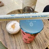 Hot Taro milk tea with cream  at NUTTEA - Soho in London