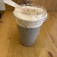 Black sesame nut milk with nut cream. Very nice. 👍   at NUTTEA - Soho in London