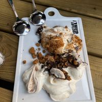 The dessert (both the chocolate and bana flavour)  at FACTORY GIRL Restaurant in Berlin