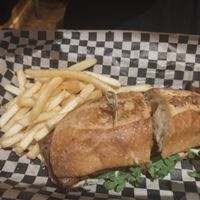 Steak Bomb with delicious fries at The Green Owl Cafe in Madison