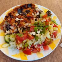 Quiche with salad. 24/7/2020 at Postbar in Bruges