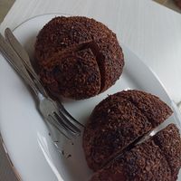 The chocolate bun with melted chocolate! 10k / a piece at LN Fortunate Coffee in 