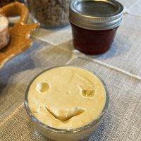 Smiley face in the vegan butter ❤️   at Black Sheep Inn in Hammondsport