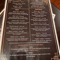 The menu on 6 November 2021.  at Queen of Sheba in Amsterdam
