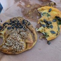 Curry on the left, pumpkin and spinach on the right at O Jardim da Jujé in Lisbon