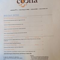 Menu at Cocha in Baton Rouge