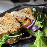 sandwich swapped with vegan pepperoni  at Rampart Treehouse in New Orleans