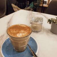 Almond milk latte with cinnamon ☕️ at The Studio Beans in Carnegie