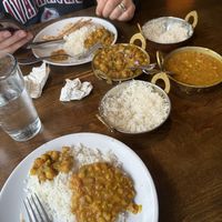 Dal takda and Chana masala with basmati rice and roti (no butter)   at Royal Indian in Bar Harbor