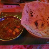 Mutter Panner with tofu + nann at Datta Banana Leaf Restaurant and Bungalow in Don Det