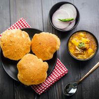 Bhaji Puri with Halwa at Indian Spice Room in Toronto