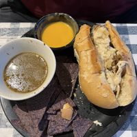 French Dip with side of queso and chips  at The Wild Cow in Nashville