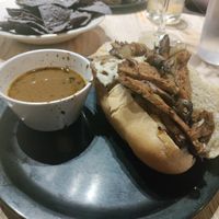 Seitan mushroom hoagie with dipping sauce at The Wild Cow in Nashville