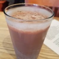 Icy cold chocolate almond milk yummm! at The Wild Cow in Nashville