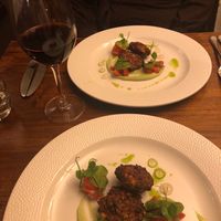 Sweet potato cakes with lime and coriander at The Angel Inn in Colchester