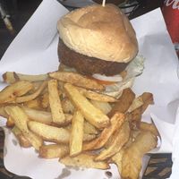 Veggie burger with no homemade burger sauce   at The Big Easy in Koh Rong