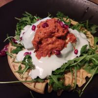 Avo mash waffle at Flavour Bastards in Copenhagen