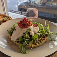 Avo smash waffle at Flavour Bastards in Copenhagen