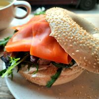 Bagel with cream cheese and lox at Flavour Bastards in Copenhagen