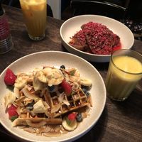 Brunch waffles with golden milk.   at Flavour Bastards in Copenhagen