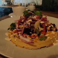 Curry waffle (salty brunch offer) at Flavour Bastards in Copenhagen