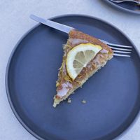 Vegan lemon cake  at Rabaçal Nature Spot Café in Estreito Da Calheta