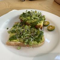 Mac-Nut Pesto Toast  at Olena Cafe in Honolulu