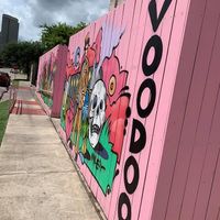 Outside fence at Voodoo Doughnut - Washington Ave in Houston