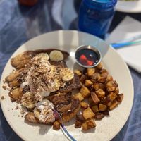 French toast with bananas & pecans- very yummy   at Morning Glory Cafe in Flagstaff