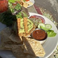 Hemp burger + tempeh   at Morning Glory Cafe in Flagstaff