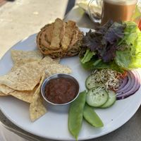 Hemp burger - chai tea - toasted buns   at Morning Glory Cafe in Flagstaff