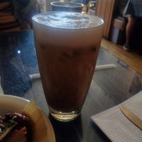 Iced vanilla latte with almond milk at Morning Glory Cafe in Flagstaff