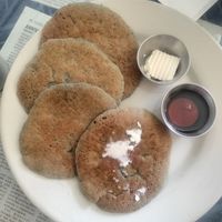 Blue corn cakes at Morning Glory Cafe in Flagstaff