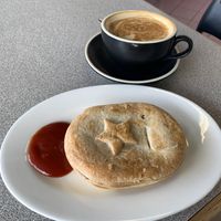 A nicer presented lentil and veg pie. So good I had to have 2! Coffee’s not bad either    at Sandy Bay Bakery & Cafe in Sandy Bay