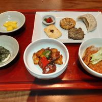 3rd: braised tofu, mixed cold noodles and some fries pancake at Balwoo Gongyang - 발우공양 in Seoul