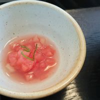 Course SEON (August 2022) - 1st course: watermelon with Maesil plum syrup at Balwoo Gongyang - 발우공양 in Seoul