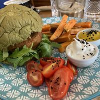 Smoked tofu burger  at Mother Vegan Bistro in Athens