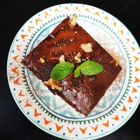 Chocolate cake at Mother Vegan Bistro in Athens